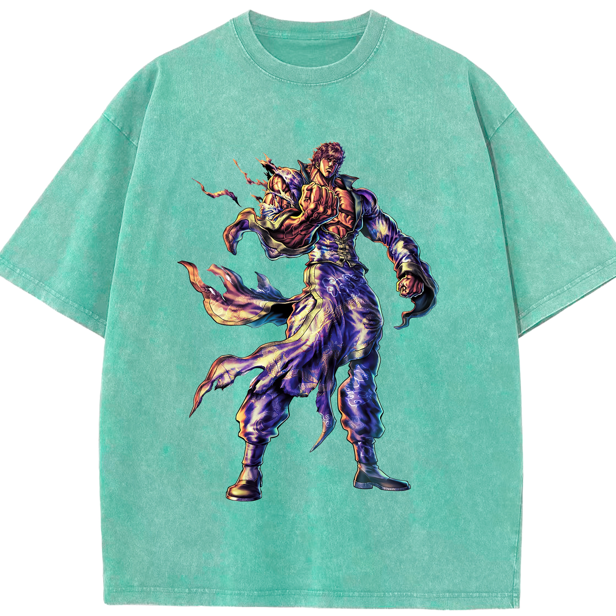 （画像用） 北斗の拳 Fist of the North Star 綿100% ヴィンテージ風 半袖Tシャツ（フロントプリント）